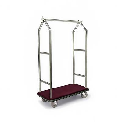 Forbes Industries 2543-DT Luggage Cart w/ Carpeted Deck - 43 1/2"L x 22"W x 69 1/2"H, Satin Diamond Textured Steel, Stainless Steel