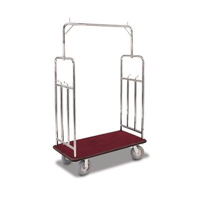 Forbes Industries 2549 Luggage Cart w/ Carpeted Deck - 48 1/2"L x 23 1/2"W x 75"H, Polished Steel, Stainless Steel