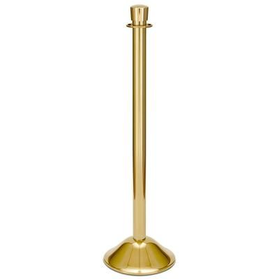 Forbes Industries 2733 39"H Crowd Control Stanchion w/ Hook Ring & Drum Top - Polished Stainless Brass