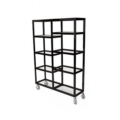 Forbes Industries 6570-36-PAINTED Mobile Display Tower w/ 6 Glass Shelves & Steel Frame - 48"L x 14"W x 36"H, Black