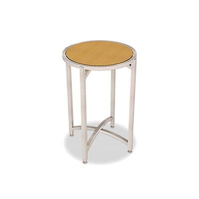 Forbes Industries 7025L-30 24" Round Collapsible Table w/ Laminate Top & Brushed Steel Frame - 30"H, Stainless Steel
