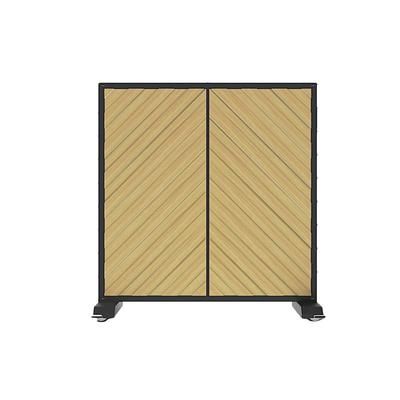 Forbes Industries 7873-4 Mobile Safety Shield Partition w/ Chevron Wood Panel & Black Steel Frame, Brown