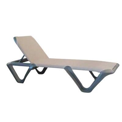Grosfillex US891102 Nautical Pro Outdoor Stackable Chaise - Brown Fabric w/ Charcoal Resin Frame, Espresso