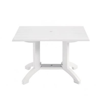 Grosfillex UT385004 Rectangular Atlanta Outdoor Table w/ Umbrella Hole - 48" x 32", Melamine, White