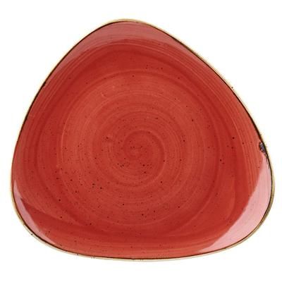 Churchill SBRSTR91 9" Triangular Stonecast Plate - Ceramic, Berry Red