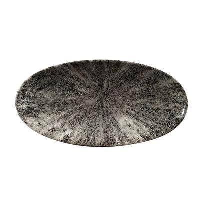 Churchill STQBOV301 Oval Studio Prints Chef's Plate - 11 3/4" x 5 7/8", Ceramic, Quartz Black