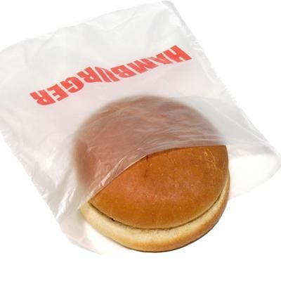LK Packaging DP657HAM Printed Hamburger Bag - 7" x 6 1/2", Poly, Polyethylene, Clear