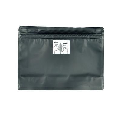 LK Packaging EXT1294B Bottom Gusset Child Resistant Pouch w/ Reclosable Zipper Seal - 12 1/5" x 9", Black Matte, 4.8 mil