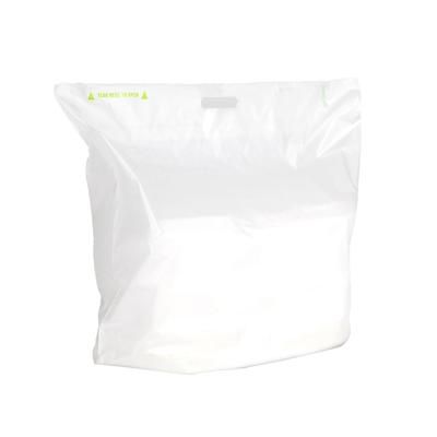 LK Packaging FT242011 Fast Take Tamper-Evident Carryout Bag w/ Handle - 24"W x 20"L, White, Adhesive Closure, Clear
