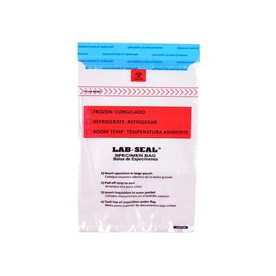 LK Packaging LABA610B Lab Seal Specimen Bags w/ Removable Biohazard Symbol - 10" x 6", Polyethylene, Clear, Case of 1000