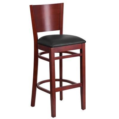 Flash Furniture XU-DG-W0094BAR-MAH-BLKV-GG Commercial Bar Stool w/ Solid Back & Black Vinyl Seat, Mahogany