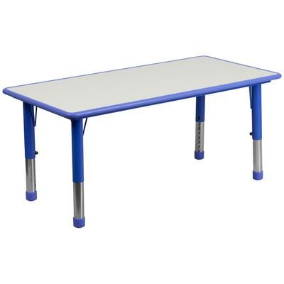 Flash Furniture YU-YCY-060-RECT-TBL-BLUE-GG Rectangular Preschool Activity Table - 47 1/4"L x 23 5/8"W, Plastic Top, Blue/Gray