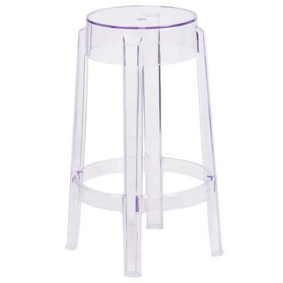 Flash Furniture FH-118-APC1-GG Counter Height Backless Stool w/ Plastic Seat, Transparent Crystal