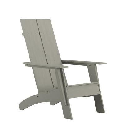 Flash Furniture JJ-C14509-GY-GG 30 1/2"W Sawyer Adirondack Chair - 39 1/2"H, Resin, Gray, Poly Resin Wood