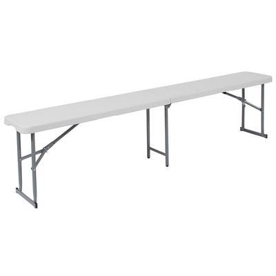 Flash Furniture 71" Indoor/Outdoor Folding Bench - White Plastic Top, Gray Legs, RB-1172FH-GG