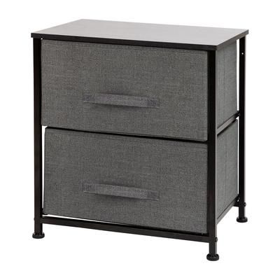 Flash Furniture WX-5L200-BK-GR-GG 17 3/4"W Storage Organizer w/ 2 Dark Gray Fabric Drawers, Black Cast Iron Frame