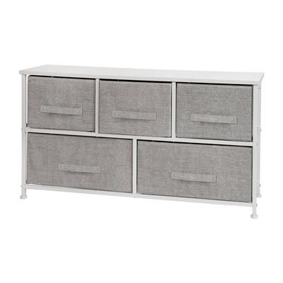 Flash Furniture WX-5L206-X-WH-GR-GG 39 1/2"W Storage Organizer w/ 5 Light Gray Fabric Drawers, White Cast Iron Frame