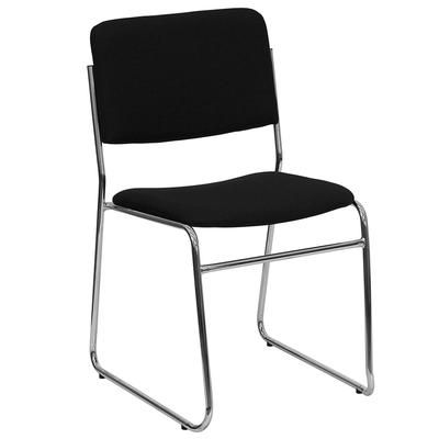 Flash Furniture XU-8700-CHR-B-30-GG Stacking Chair w/ Black Fabric Back & Seat - Steel Frame, Chrome