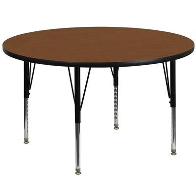 Flash Furniture XU-A48-RND-OAK-H-P-GG 48" Round Activity Table - Laminate Top, Oak, Brown