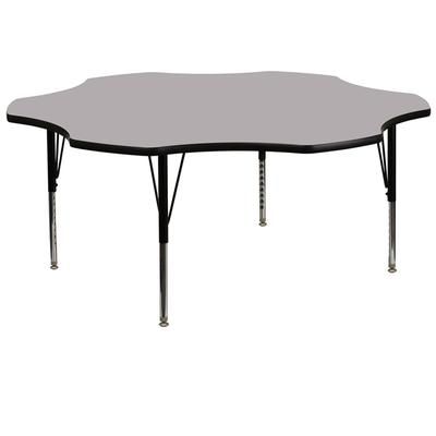 Flash Furniture XU-A60-FLR-GY-T-P-GG Flower Shaped Activity Table - 60"L x 60"W, Laminate Top, Gray