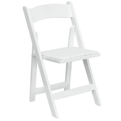 Flash Furniture XF-2901-WH-WOOD-GG Folding Chair w/ White Vinyl Back & Seat - Beechwood Frame, White