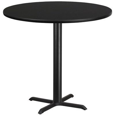 Flash Furniture XU-RD-42-BLKTB-T3333B-GG 42" Round Bar Height Table - Black Laminate Top, Cast Iron Base