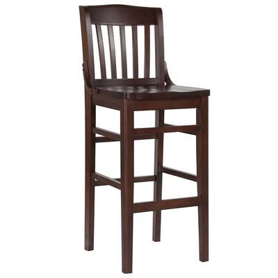 Flash Furniture XU-DG-W0006BAR-WAL-GG Commercial Bar Stool w/ School House Back & Wood Seat, Walnut