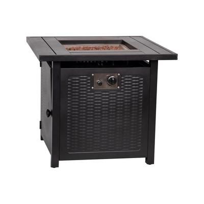 Flash Furniture YO-GYM80015-BK-GG 28 1/2" Square Gas Fire Pit Table - 50,000 BTU, Black, Liquid Propane, Gas Type: LP