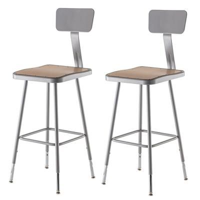National Public Seating 6324HB Square Stool w/ Solid Back & Masonite Board Seat, Gray