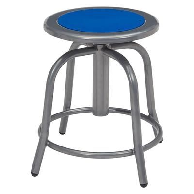 National Public Seating 6825-02 Round Backless Swivel Stool w/ Persian Blue Steel Seat, Gray