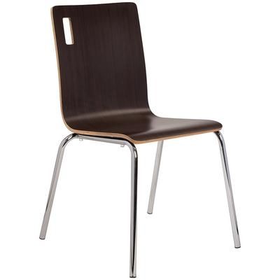 National Public Seating BCC21 CafÃ© Chair w/ Espresso Wood Back & Seat - Steel Frame, Silver, Pack of 4, Chrome