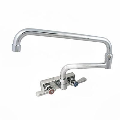 BK Resources EVO-4SM-18 Splash Mount Faucet w/ 18" Double Jointed Swing Spout & 4" Centers, Stainless Steel