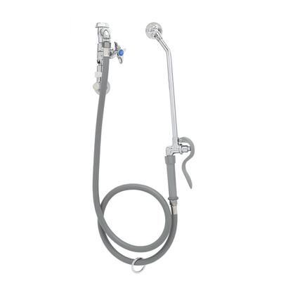 T&S B-0678 Wall Mount Bedpan Washer w/ 5' Hose & 4-Arm Handle, Chrome Plated, Wall Hook