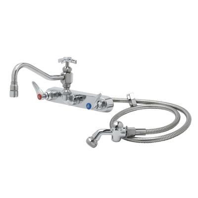 T&S B-1157 Splash Mount Faucet w/ 8" Swing Nozzle & Hose Spray, Stainless Steel