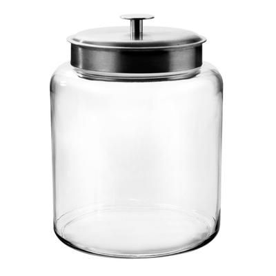 Anchor Hocking 91523AHG17 2 gal Montana Glass Jar w/ Brushed Stainless Steel Lid, Brushed Aluminum Metal Cover, Clear