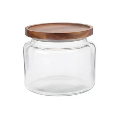 Anchor Hocking 97693AHG17 64 oz Mini Montana Glass Jar w/ Acacia Wood Lid, Clear, Case of 2