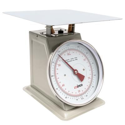Winco SCAL-9130 130 lb Receiving Scale, 9" Dial, Large Steel Platform, 130 lbs., Painted Steel