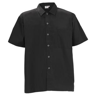 Winco UNF-1KL Broadway Chef's Shirt w/ Short Sleeves - Poly/Cotton, Black, Large