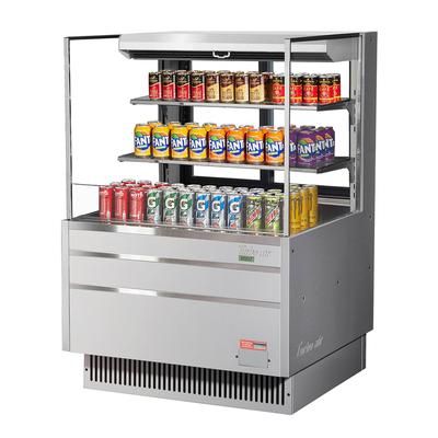 Turbo Air TOM-36L-UFD-S-3S-N 34 3/4" Horizontal Open Air Cooler w/ 3 Levels, 115v, Low Profile, 11.1 cu. ft. Capacity, Silver