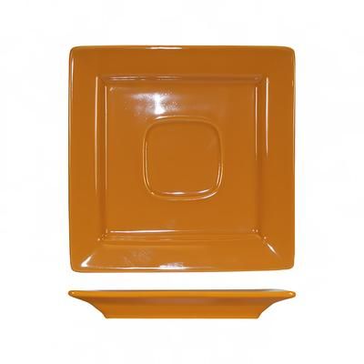ITI EL-2-BN 5 7/8" Square Elite Harvest Saucer - Porcelain, Butternut, Orange