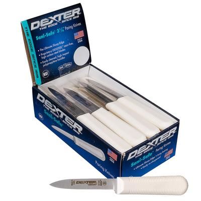 Dexter Russell S104-24 SANI-SAFE 3 1/4" Paring Knife Set w/ Polypropylene White Handle, Carbon Steel
