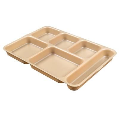 Cambro 10146DCW133 Plastic Rectangular Tray w/ 6 Compartments, 10" x 14 3/16", Beige