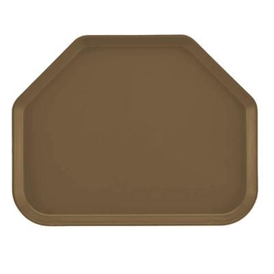 Cambro 1418TR513 Fiberglass Camtray Cafeteria Tray - 18"L x 14"W, Bay Leaf Brown, Trapezoid