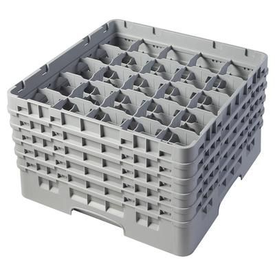 Cambro 25S958151 Camrack Glass Rack w/ 25 Compartments - 25 Gray Extenders, Soft Gray
