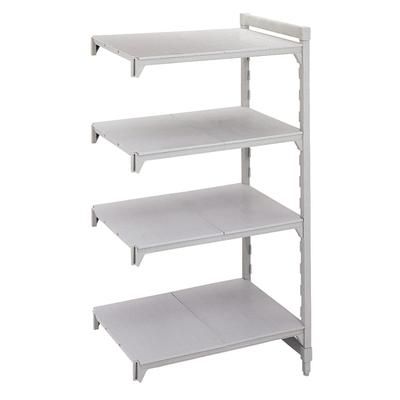 Cambro CPA212464S4480 Camshelving Premium Solid Add-On Shelving Unit - 4 Shelves, 24"L x 21"W x 64"H, 4 Solid Tiers, Gray