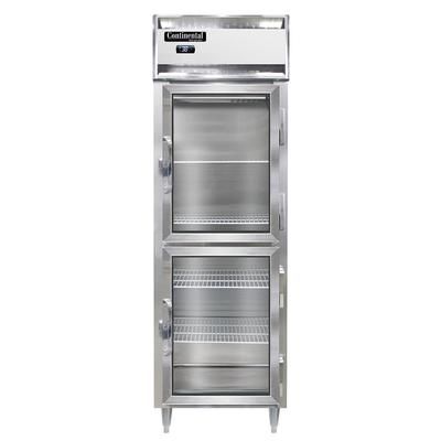 Continental D1RNSSGDHD 26" 1 Section Reach In Refrigerator, 2 Right Hinge Glass Doors, 115v, Silver