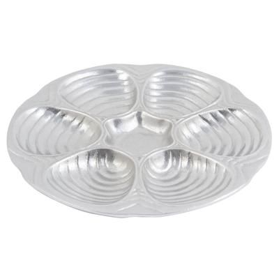 Bon Chef 5017 10 1/2" Oyster Clam Plate, Aluminum/Pewter Glo, Silver