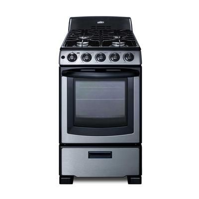 Summit PRO201SS 20"W Gas Stove w/ 4 Burners - Stainless Steel, Natural Gas, Silver, Gas Type: NG