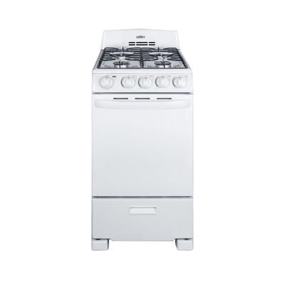 Summit RG200WS 20"W Gas Stove w/ 4 Burners - White, Natural Gas, Gas Type: NG