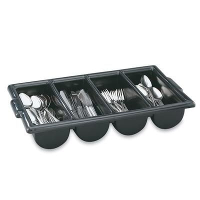 Vollrath 52653 4 Compartment Cutlery Bin - Plastic, Black, 4 Compartments